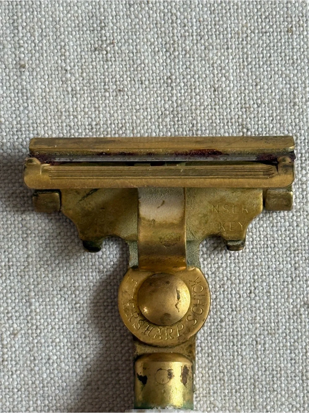Brass and Cream Vintage-Style Safety Razor Handle